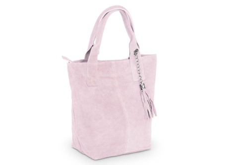 Torba Skórzana Vera Pelle Zamszowy Worek Różowa (4).jpg