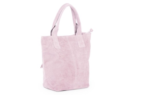 Torba Skórzana Vera Pelle Zamszowy Worek Różowa (5).jpg