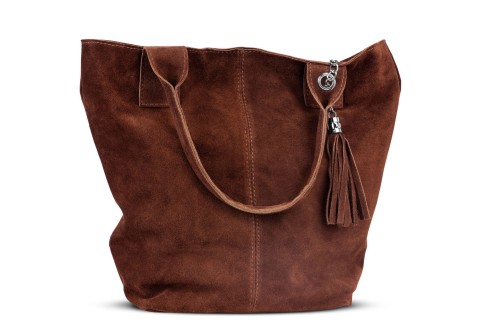 Torba Skórzana Vera Pelle Zamszowy Worek Koniak (4).jpg