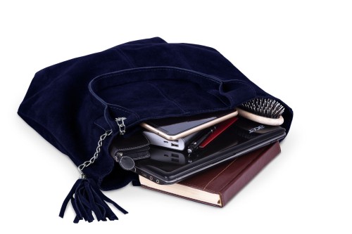 Torba Skórzana Vera Pelle Zamszowy Worek Granatowa (7).jpg