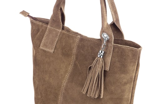 Torba Skórzana Vera Pelle Zamszowy Worek Taupe (1).jpg