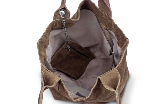 Torba Skórzana Vera Pelle Zamszowy Worek Taupe (2).jpg