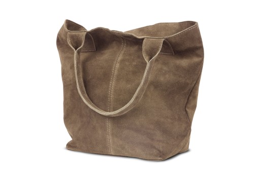 Torba Skórzana Vera Pelle Zamszowy Worek Taupe (3).jpg