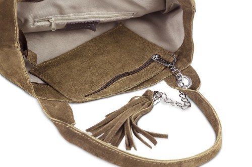 Torba Skórzana Vera Pelle Zamszowy Worek Taupe (6).jpg