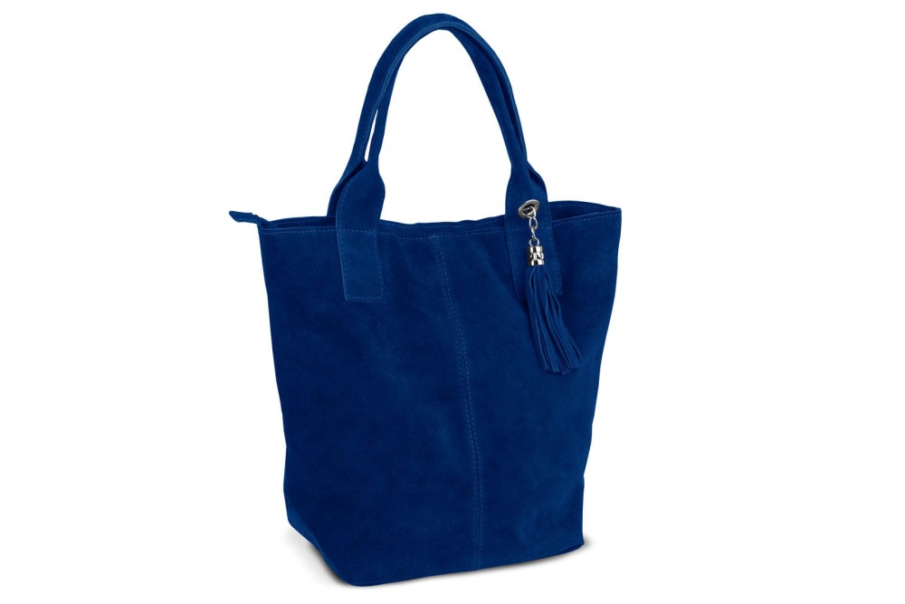 Torba Skórzana Vera Pelle Zamszowy Worek Niebieska (5).jpg