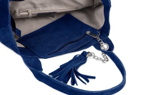 Torba Skórzana Vera Pelle Zamszowy Worek Niebieska (6).jpg