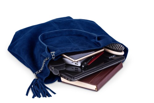 Torba Skórzana Vera Pelle Zamszowy Worek Niebieska (7).jpg