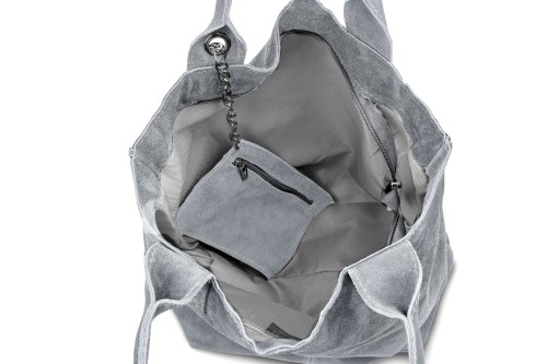 Torba Skórzana Vera Pelle Zamszowy Worek Szara (2).jpg