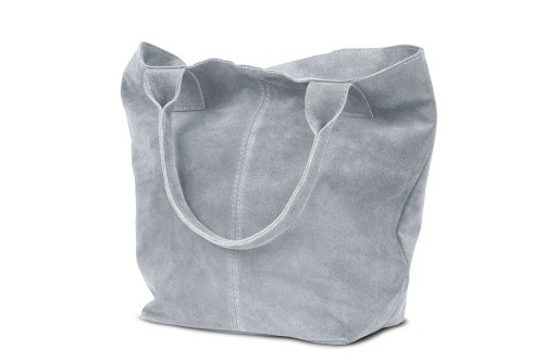 Torba Skórzana Vera Pelle Zamszowy Worek Szara (3).jpg