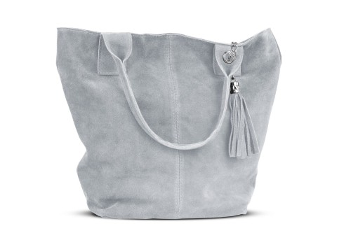 Torba Skórzana Vera Pelle Zamszowy Worek Szara (4).jpg