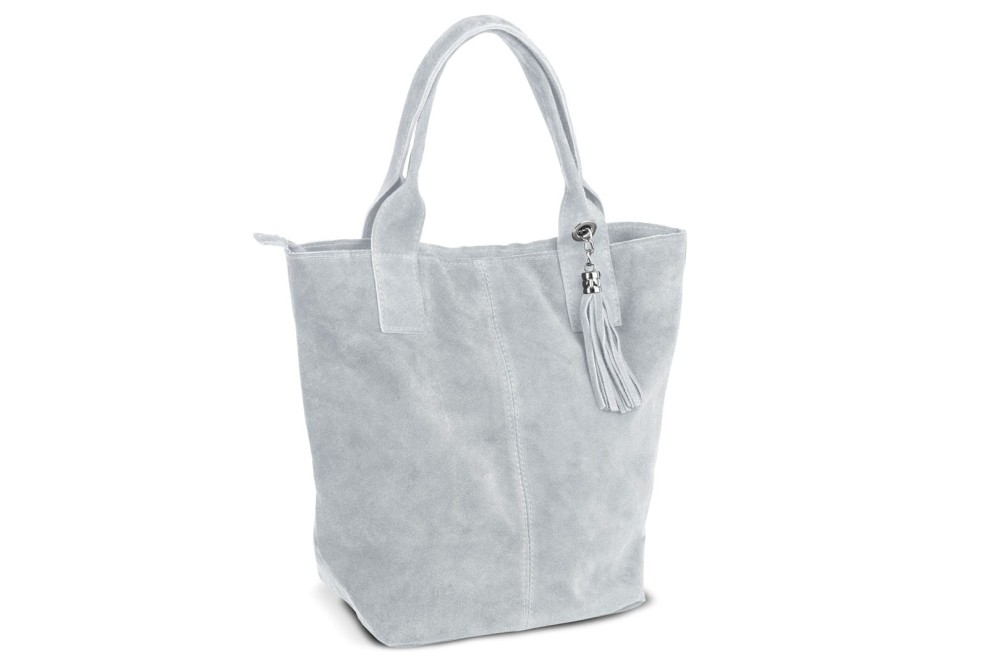 Torba Skórzana Vera Pelle Zamszowy Worek Szara (5).jpg