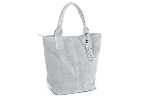 Torba Skórzana Vera Pelle Zamszowy Worek Szara (5).jpg