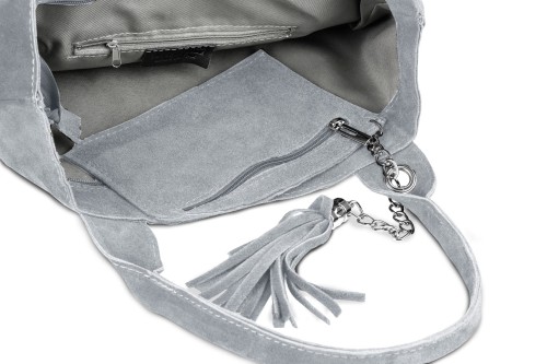 Torba Skórzana Vera Pelle Zamszowy Worek Szara (6).jpg