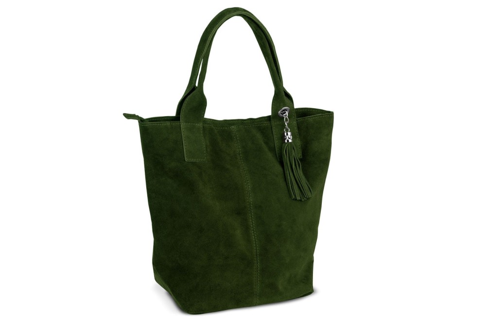 Torba Skórzana Vera Pelle Zamszowy Worek Zielona (5).jpg