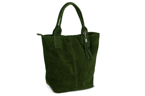 Torba Skórzana Vera Pelle Zamszowy Worek Zielona (5).jpg