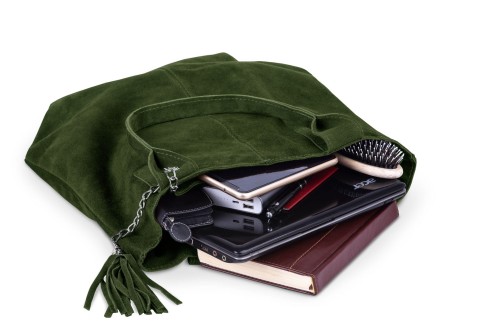 Torba Skórzana Vera Pelle Zamszowy Worek Zielona (7).jpg