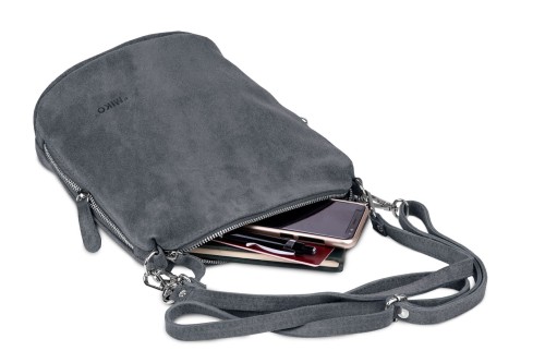 Torebka Damska Listonoszka Skórzana Vera Pelle Antracyt