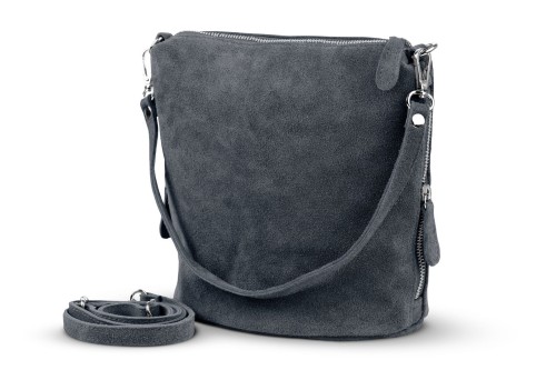 Torebka Damska Listonoszka Skórzana Vera Pelle Antracyt