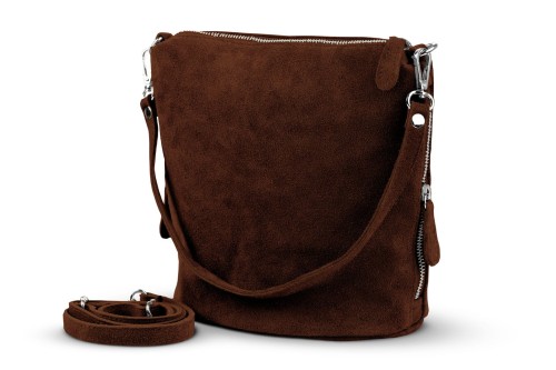 Torebka Damska Listonoszka Skórzana Vera Pelle Brązowa