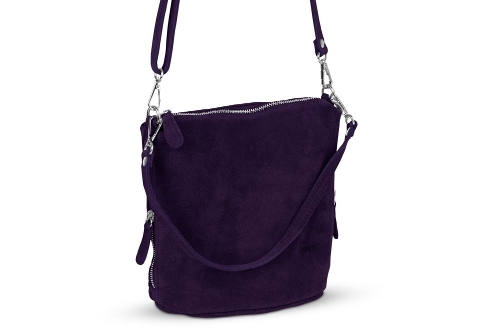 Torebka Damska Listonoszka Skórzana Vera Pelle Fioletowa