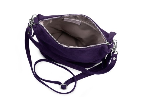 Torebka Damska Listonoszka Skórzana Vera Pelle Fioletowa