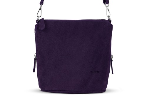 Torebka Damska Listonoszka Skórzana Vera Pelle Fioletowa