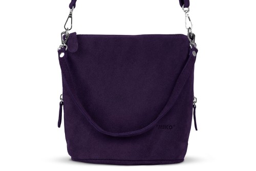 Torebka Damska Listonoszka Skórzana Vera Pelle Fioletowa