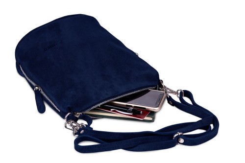 Torebka Damska Listonoszka Skórzana Vera Pelle Granatowa