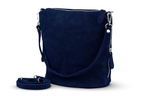 Torebka Damska Listonoszka Skórzana Vera Pelle Granatowa