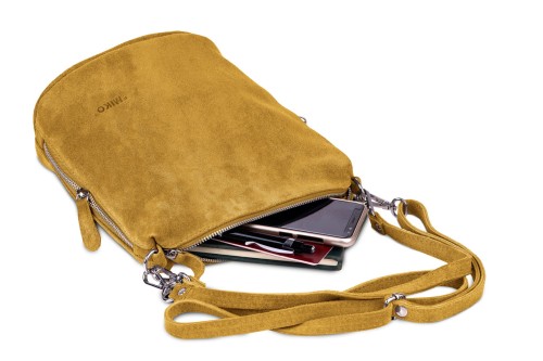 Torebka Damska Listonoszka Skórzana Vera Pelle Szafran