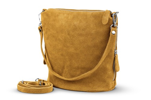 Torebka Damska Listonoszka Skórzana Vera Pelle Szafran