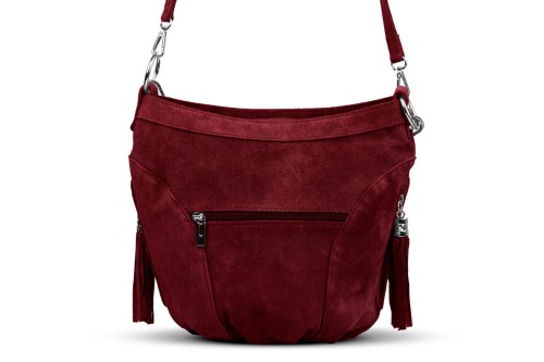 Torba Skórzana Vera Pelle Victoria Zamszowa Bordowa