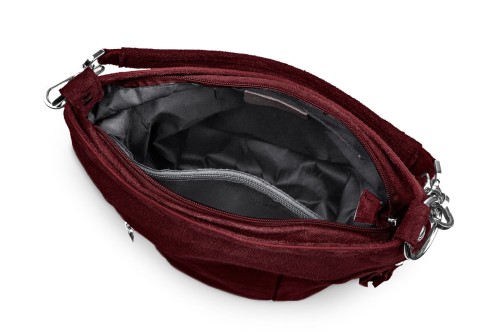 Torba Skórzana Vera Pelle Victoria Zamszowa Bordowa