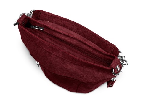 Torba Skórzana Vera Pelle Victoria Zamszowa Bordowa