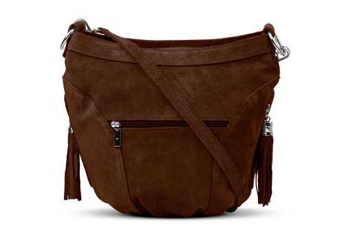 Torba Skórzana Vera Pelle Victoria Zamszowa Brązowa