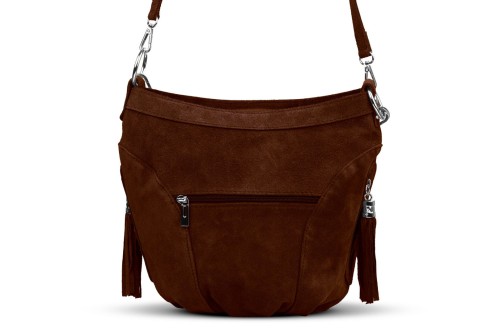 Torba Skórzana Vera Pelle Victoria Zamszowa Brązowa