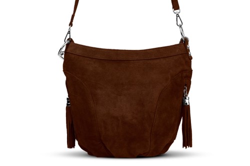 Torba Skórzana Vera Pelle Victoria Zamszowa Brązowa