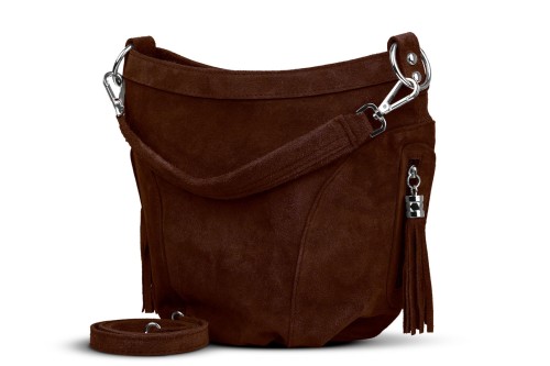 Torba Skórzana Vera Pelle Victoria Zamszowa Brązowa