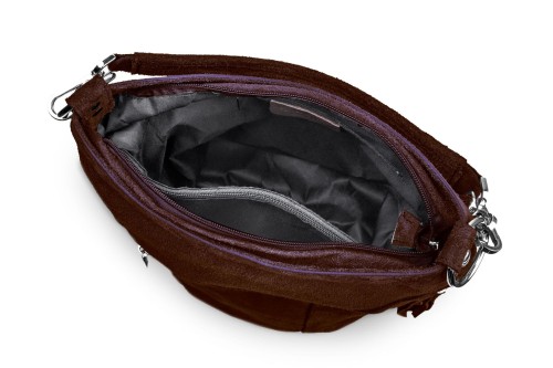 Torba Skórzana Vera Pelle Victoria Zamszowa Brązowa