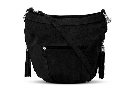 Torba Skórzana Vera Pelle Victoria Zamszowa Czarna