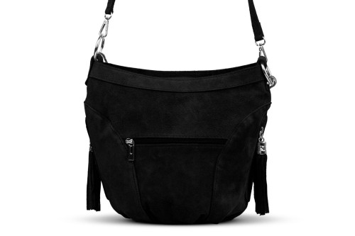 Torba Skórzana Vera Pelle Victoria Zamszowa Czarna