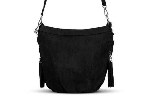 Torba Skórzana Vera Pelle Victoria Zamszowa Czarna