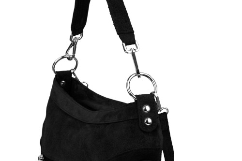 Torba Skórzana Vera Pelle Victoria Zamszowa Czarna