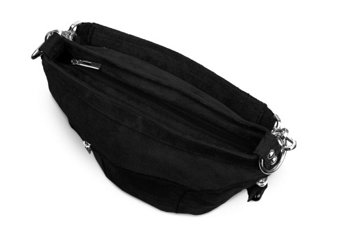 Torba Skórzana Vera Pelle Victoria Zamszowa Czarna