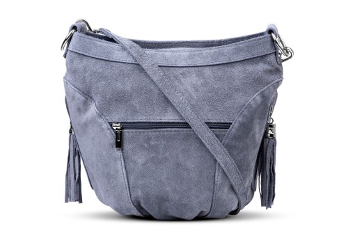 Torba Skórzana Vera Pelle Victoria Zamszowa Antracyt