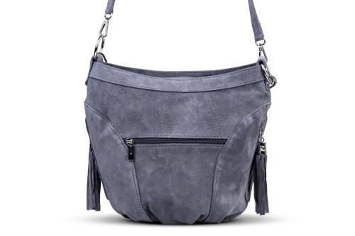 Torba Skórzana Vera Pelle Victoria Zamszowa Antracyt