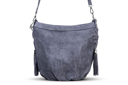 Torba Skórzana Vera Pelle Victoria Zamszowa Antracyt