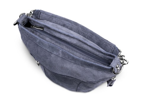 Torba Skórzana Vera Pelle Victoria Zamszowa Antracyt