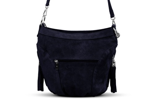 Torba Skórzana Vera Pelle Victoria Zamszowa Granatowa
