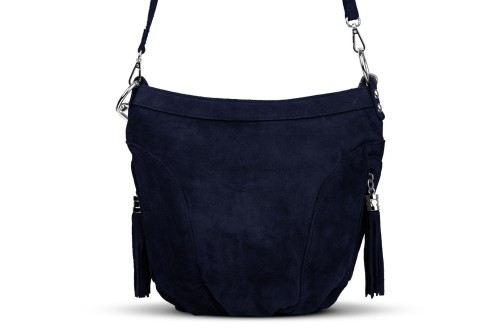 Torba Skórzana Vera Pelle Victoria Zamszowa Granatowa